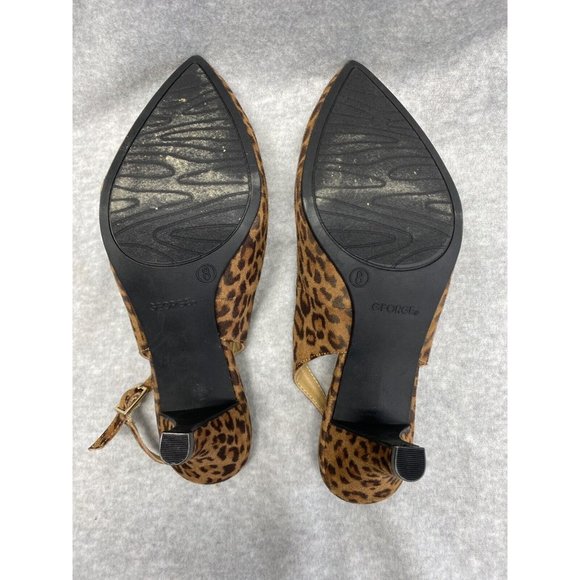 George Women’s Pump Heel Sling Back Faux Suede Leopard Print Point Toe Size 8 - Picture 6 of 7